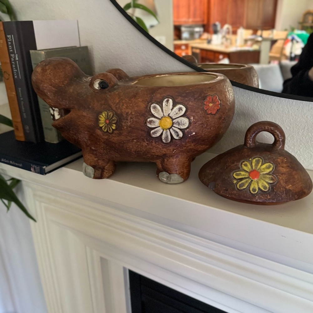 Vintage‎ California Originals Hippo Cookie Jar Hand Painted Ceramic Hippopotamus - Picture 4 of 7